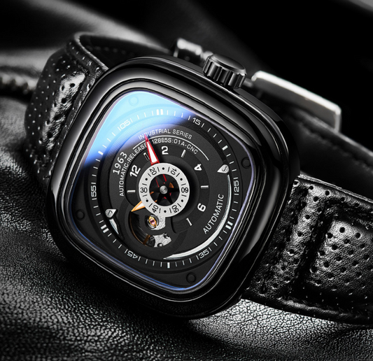 Men Mechanical Watch Alloy Pin Buckle Stainless Steel Watch