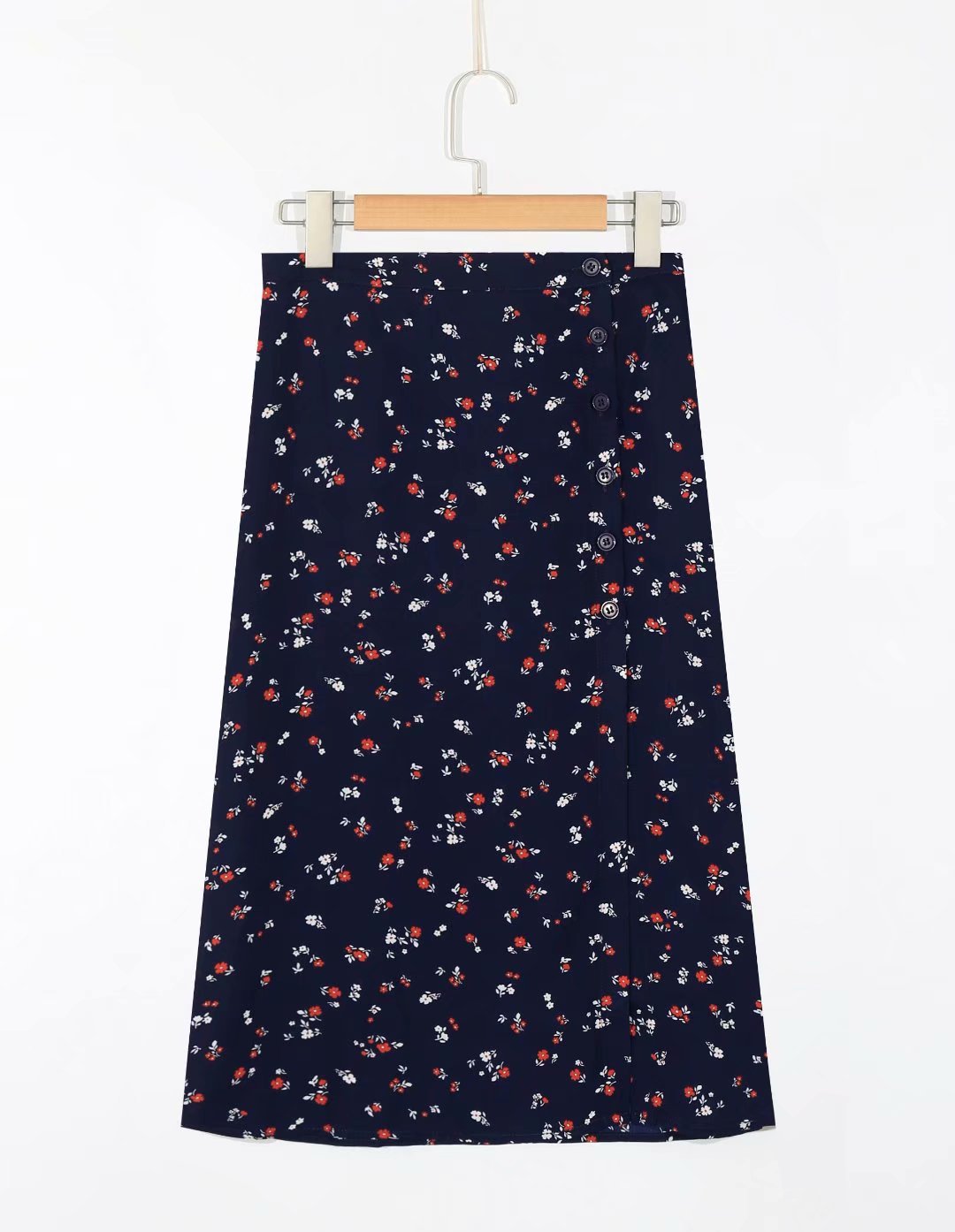 French niche retro blue floral skirt for women