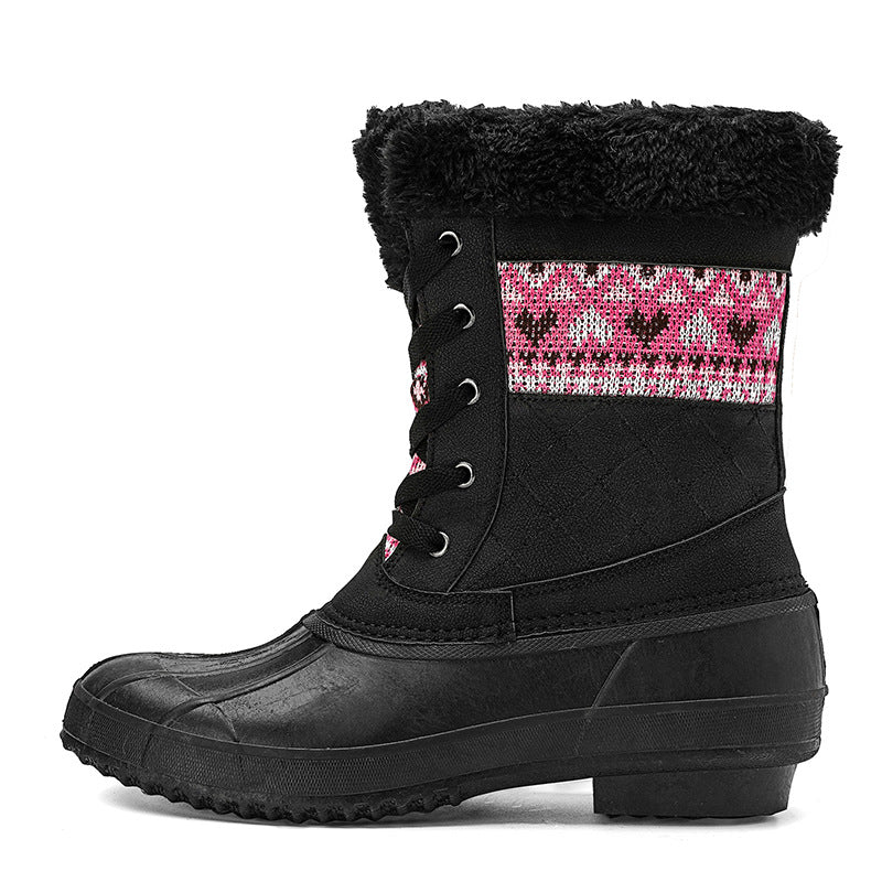 Winter High-top Hiking Shoes Women Non-slip Plus Velvet Boots