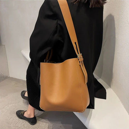 Large-capacity Bucket Style Simple Shoulder Handbag