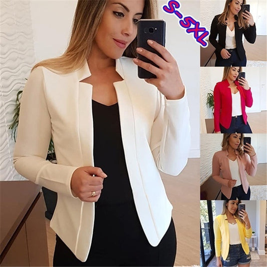 Solid color casual professional blazer for women
