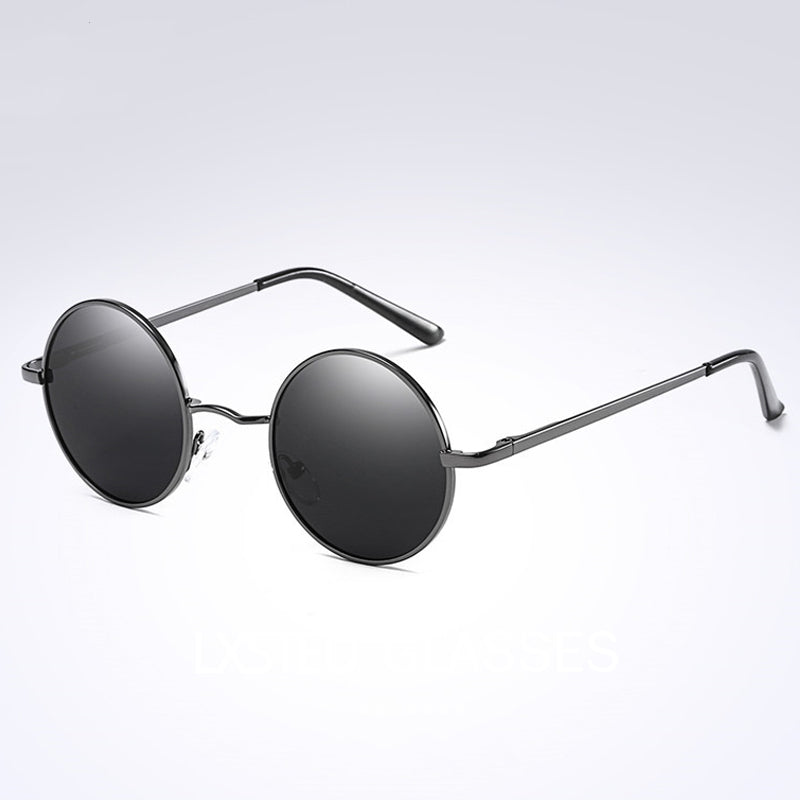 New Round Traitor Retro Black Sunglasses