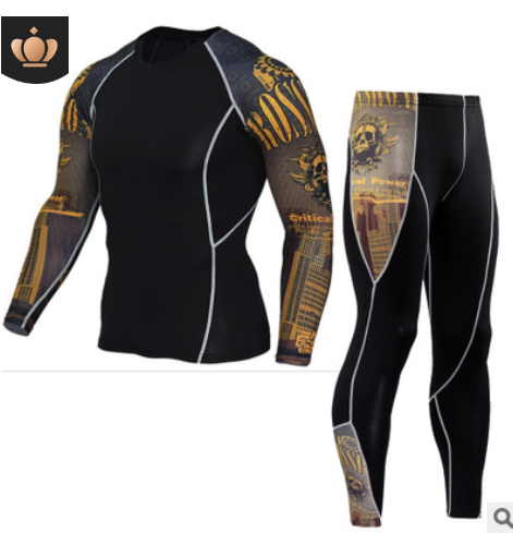 Men's Sports Suit Tights Long Sleeve Sports Men's Fitness T-shirt Quick-drying Super Elastic PRO Set