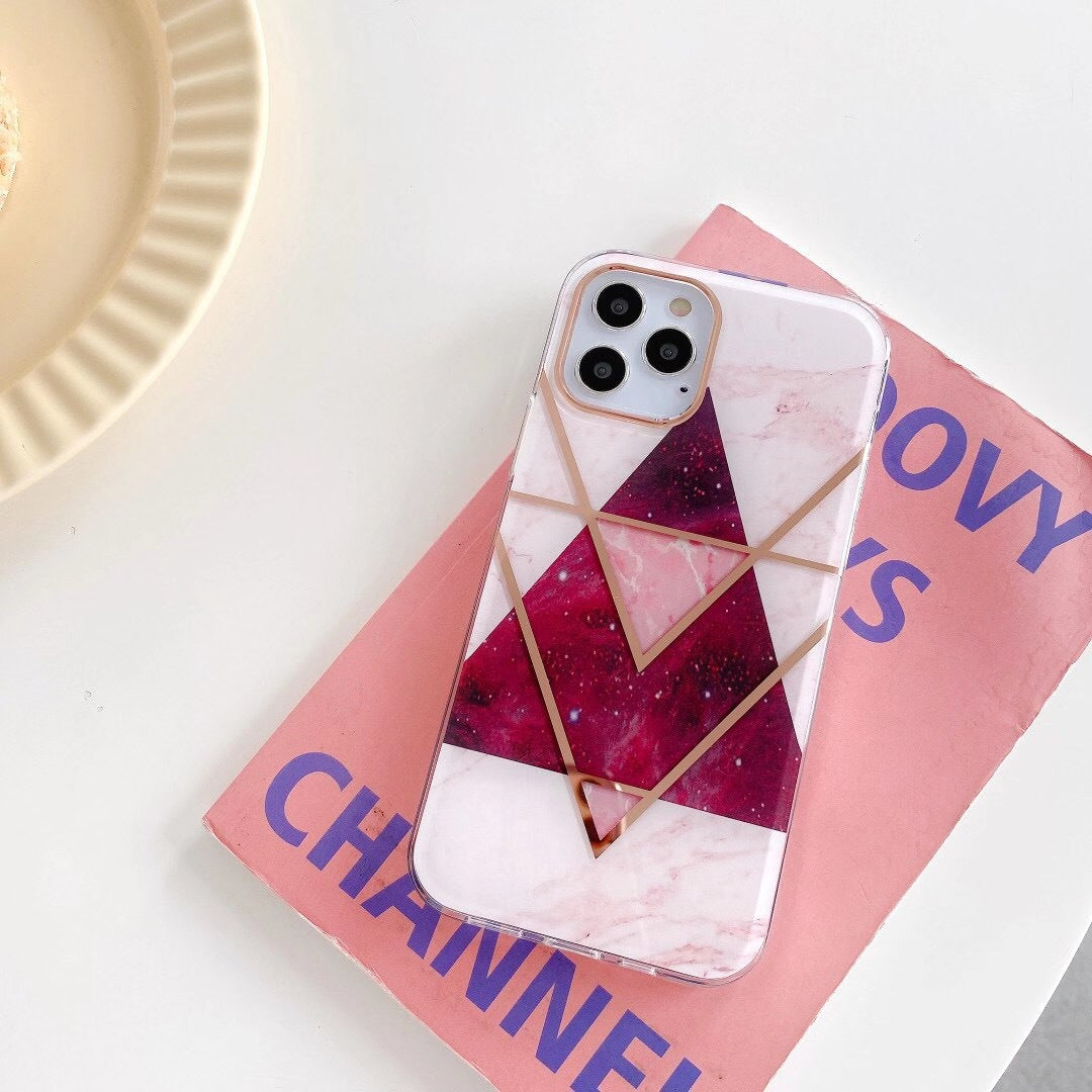 Electroplating Splicing Marble Pattern Mobile Phone Case