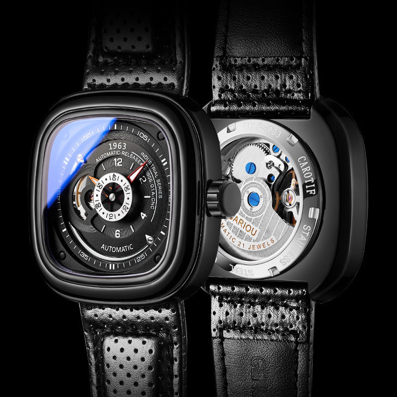 Men Mechanical Watch Alloy Pin Buckle Stainless Steel Watch