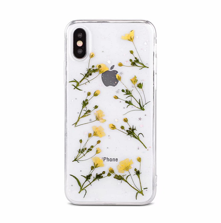 Small floral real flower anti-drop transparent protective cover