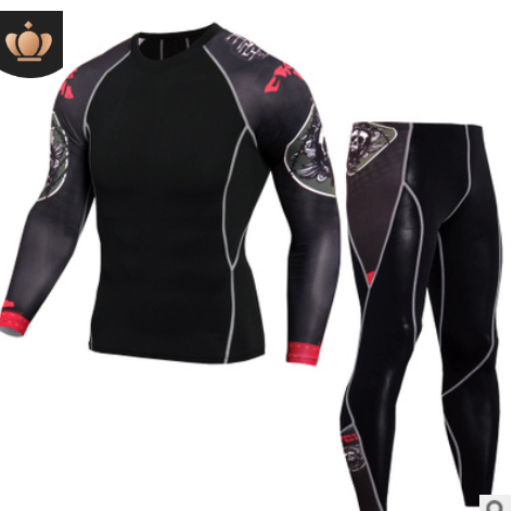 Men's Sports Suit Tights Long Sleeve Sports Men's Fitness T-shirt Quick-drying Super Elastic PRO Set