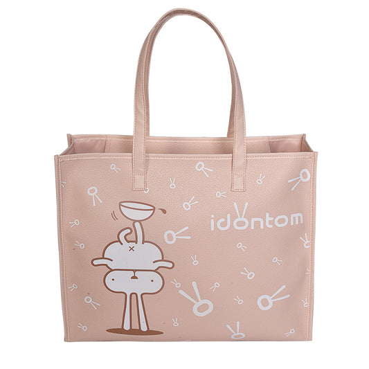 Lychee Pattern Pu Handbag Cartoon Large Capacity