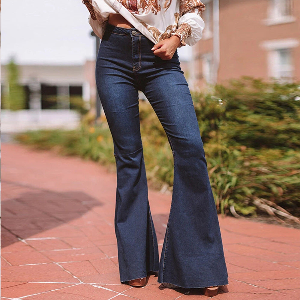 Fashion High-Waist Stretch Slim And Loose Flared Pants