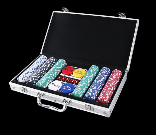 Chips, Dice Style, Poker Suit, Aluminum Box Poker Set