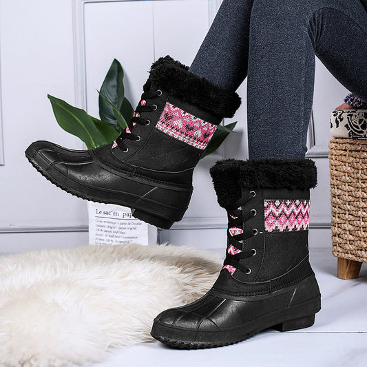 Winter High-top Hiking Shoes Women Non-slip Plus Velvet Boots