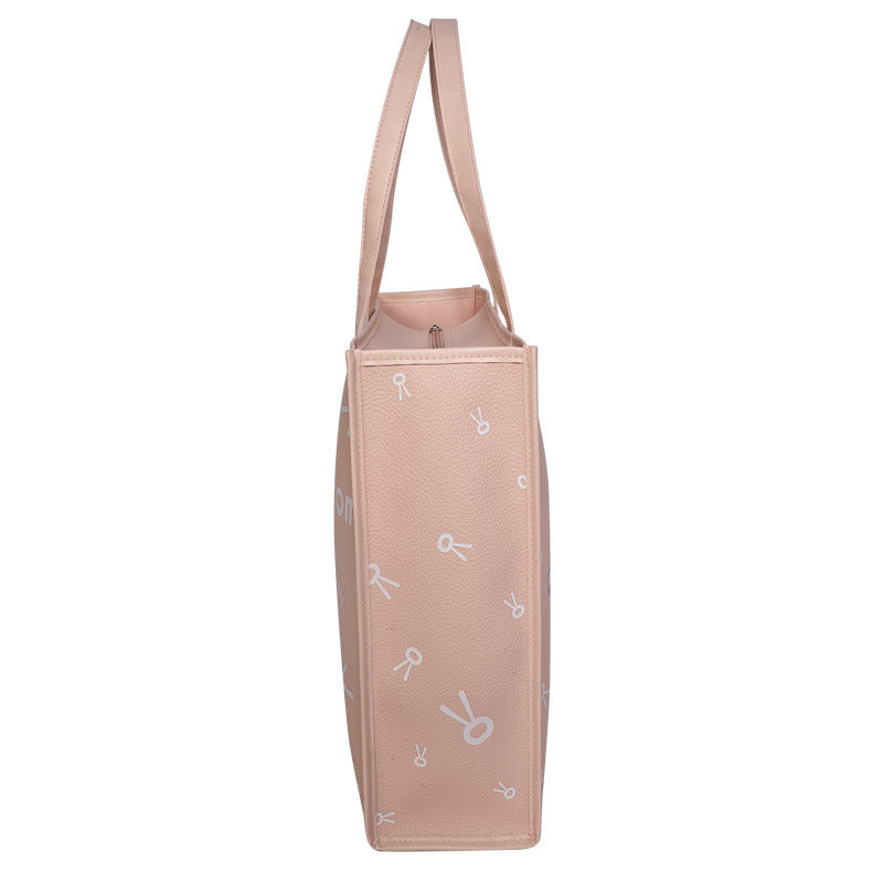 Lychee Pattern Pu Handbag Cartoon Large Capacity