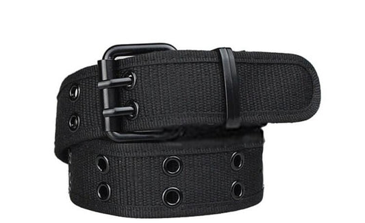 Casual Double Pin Buckle Covered Canvas Belt