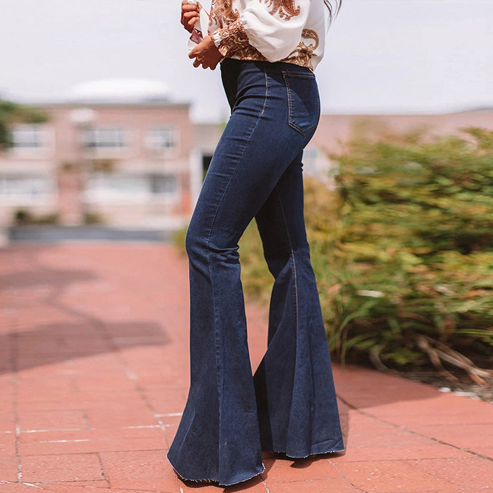 Fashion High-Waist Stretch Slim And Loose Flared Pants