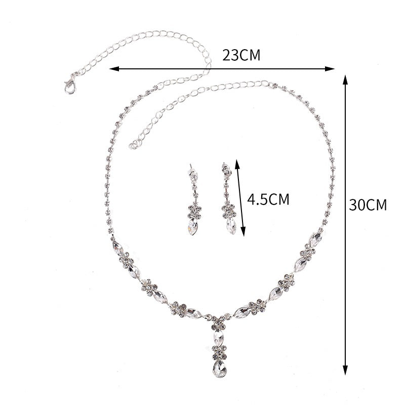 Zircon Necklace And Earrings Set For Women