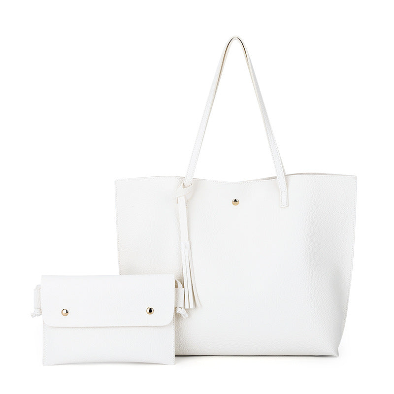 Trendy Fashion Ladies Pure Color Texture Handbag