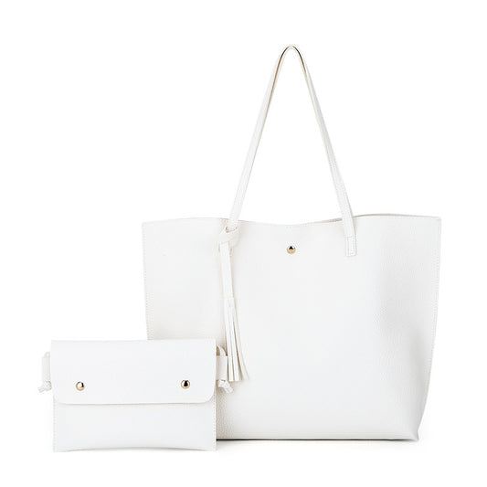 Trendy Fashion Ladies Pure Color Texture Handbag