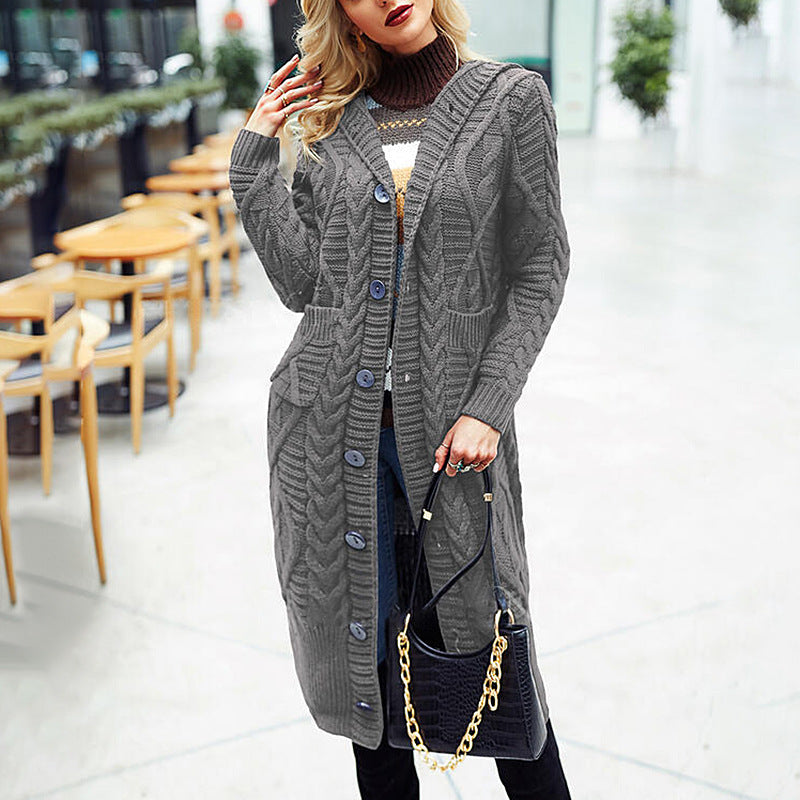 Wool Solid Color Cardigan Loose And Long Oversized Coat For women
