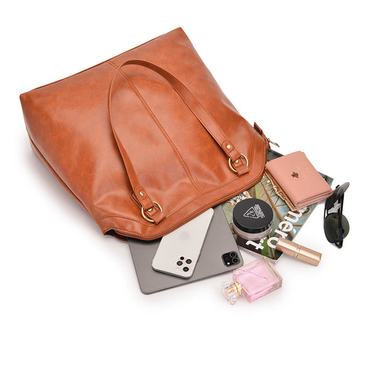 Large Bag Soft Leather Gradient Color Single Shoulder