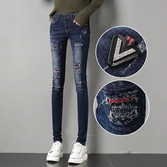 Women's Retro Ripped Jeans High Waist
