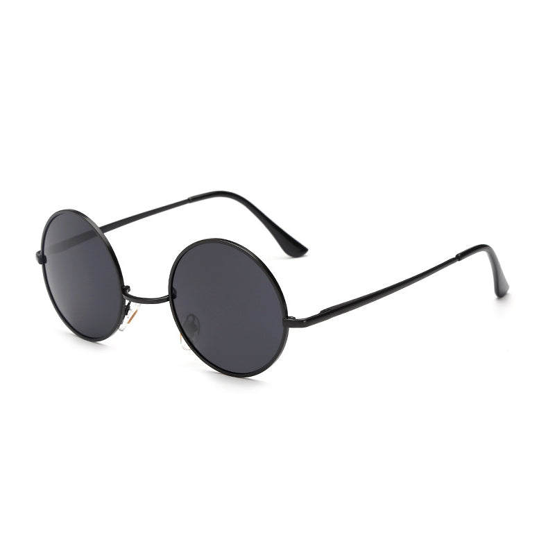 New Round Traitor Retro Black Sunglasses