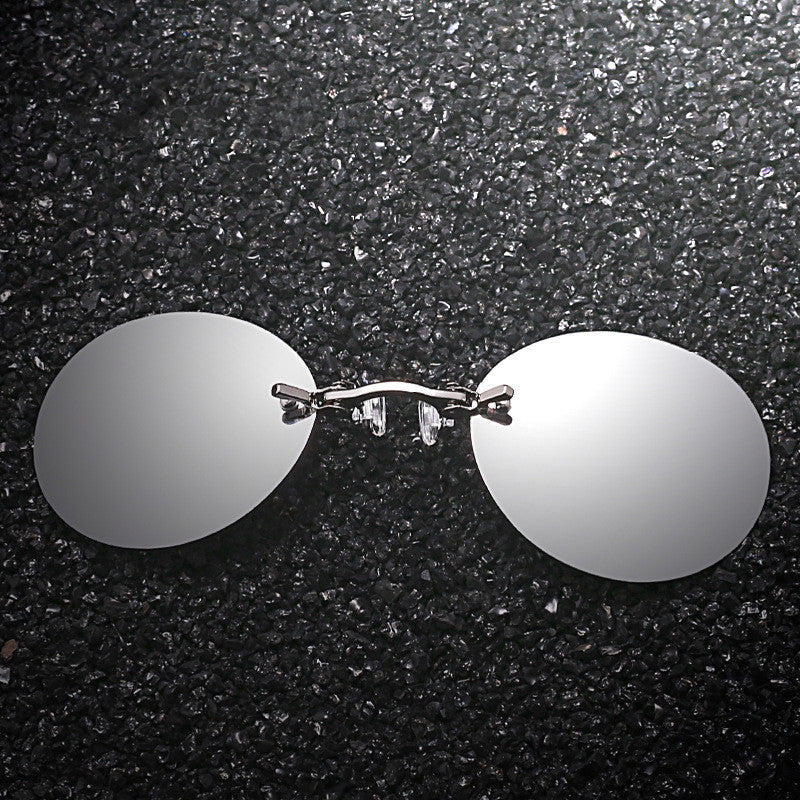 Frameless Clip-nose Round Clip-on Glasses Retro Mini Clip-nose Sunglasses