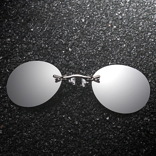 Frameless Clip-nose Round Clip-on Glasses Retro Mini Clip-nose Sunglasses