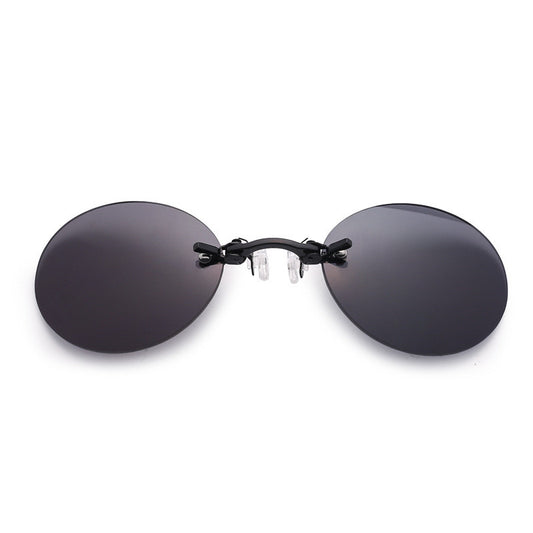 Frameless Clip-nose Round Clip-on Glasses Retro Mini Clip-nose Sunglasses