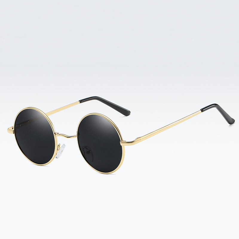 New Round Traitor Retro Black Sunglasses