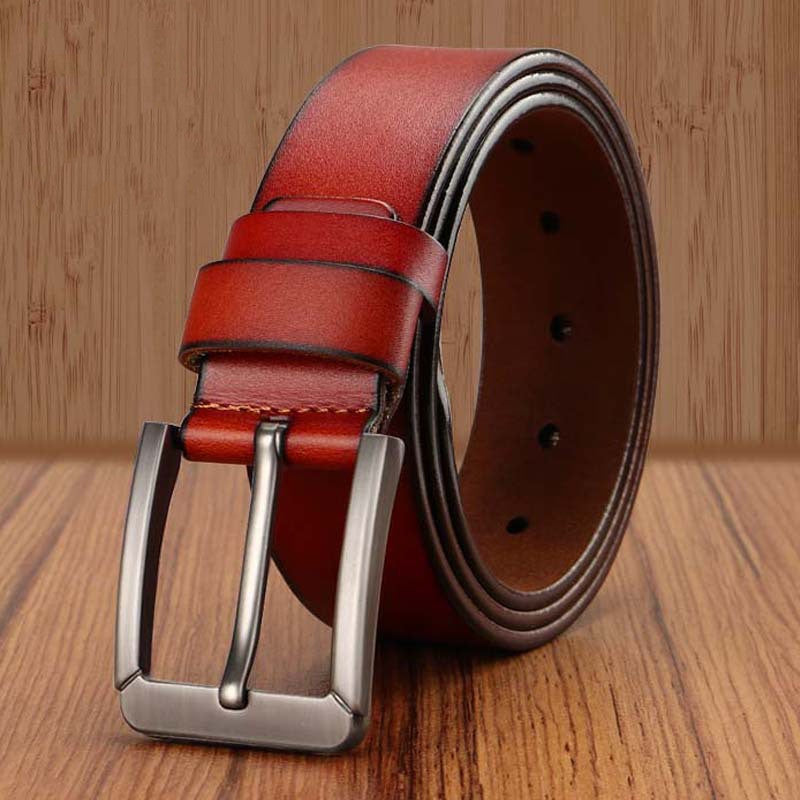 Men's Korean Style All-match Yellow Leather Trouser Belt