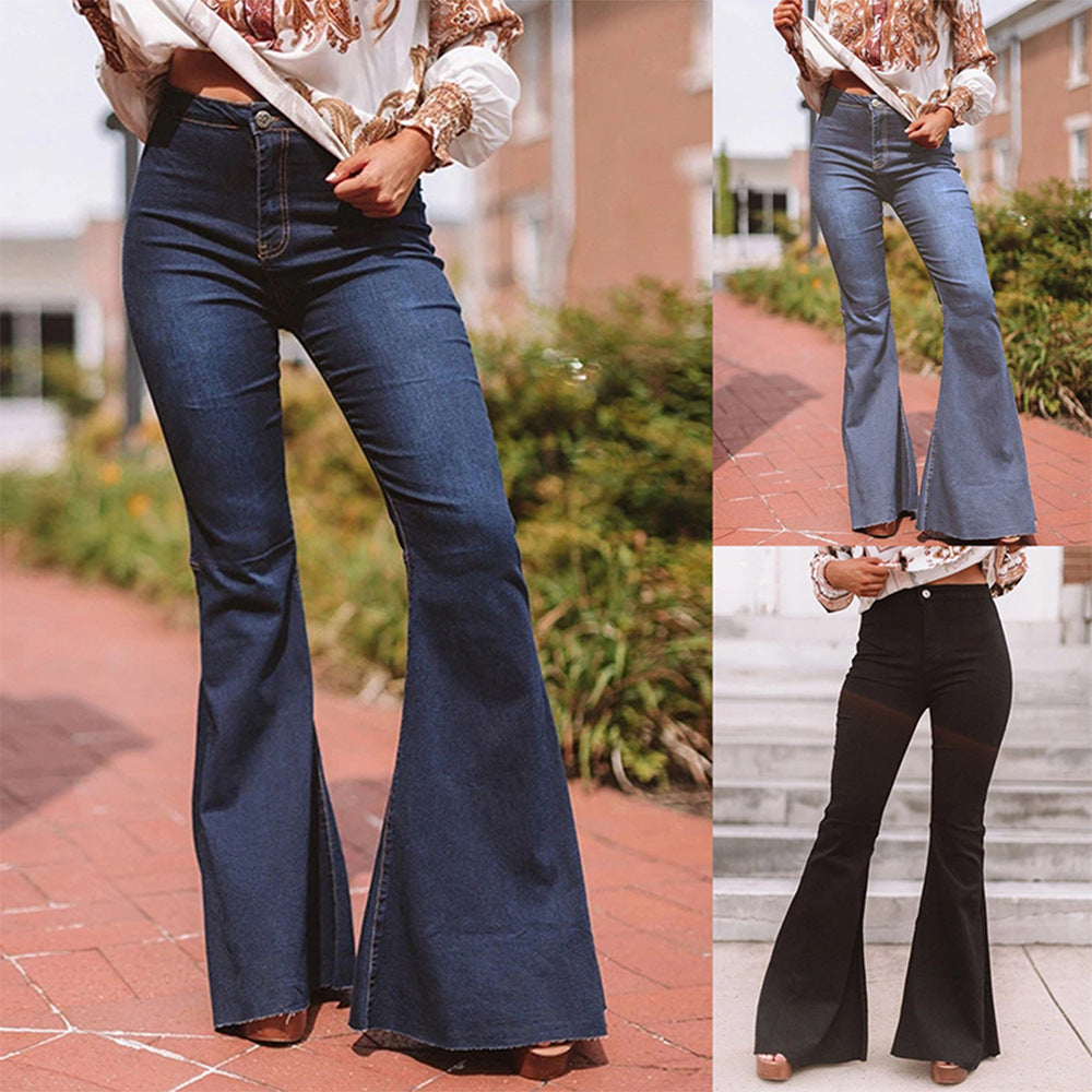 Fashion High-Waist Stretch Slim And Loose Flared Pants