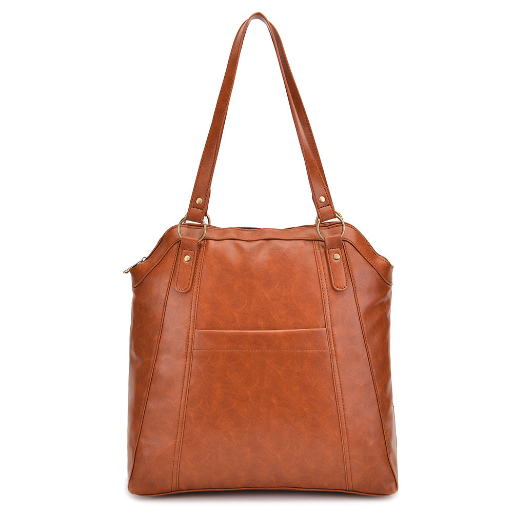 Large Bag Soft Leather Gradient Color Single Shoulder