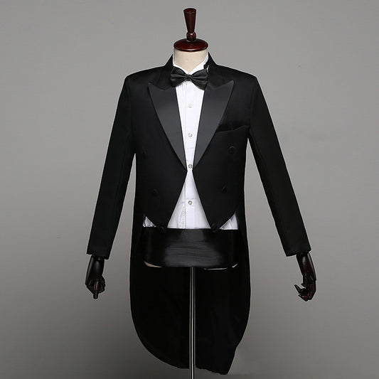 Men's Dress Black Tuxedo Christmas Magic Show Costume