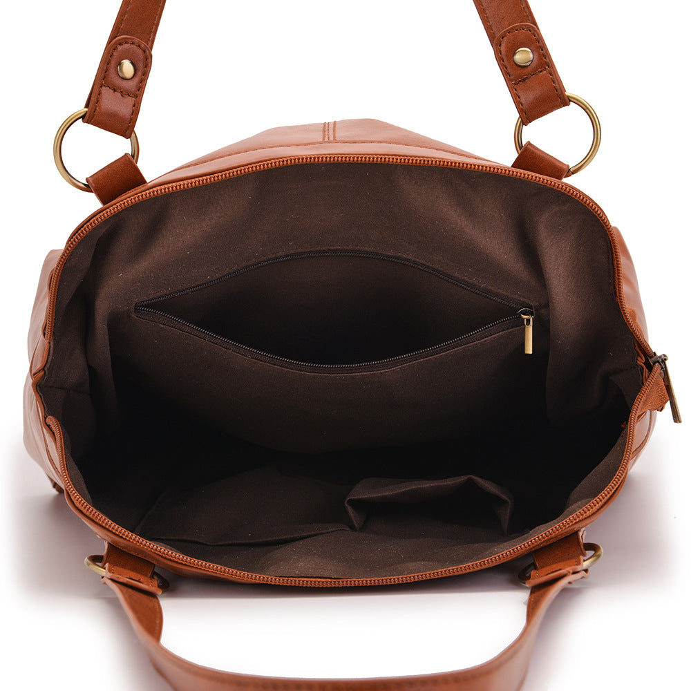 Large Bag Soft Leather Gradient Color Single Shoulder