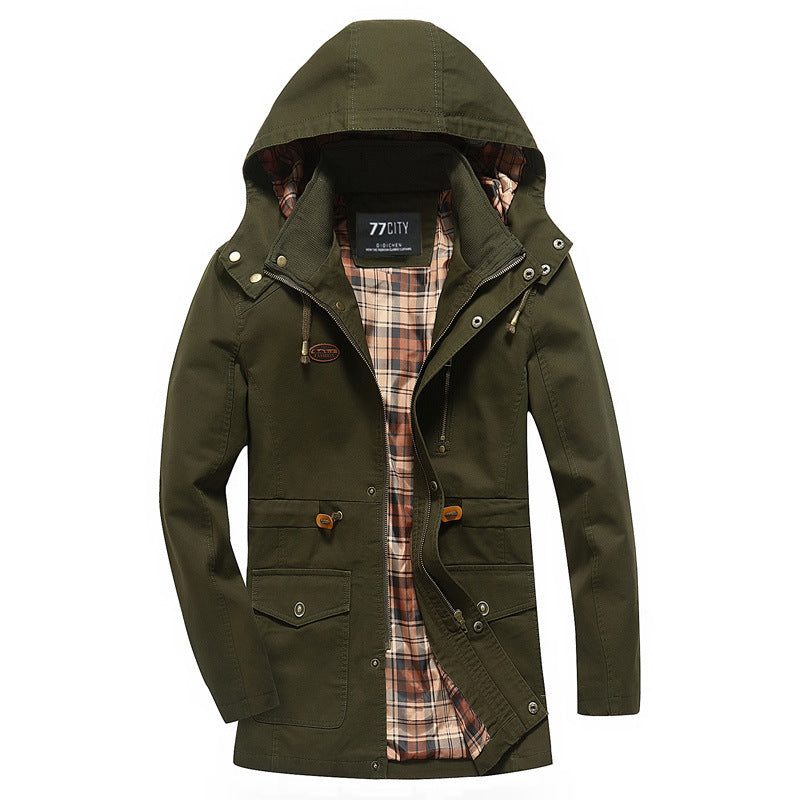 Military Style Mid Length Military Uniform Cotton Jacket