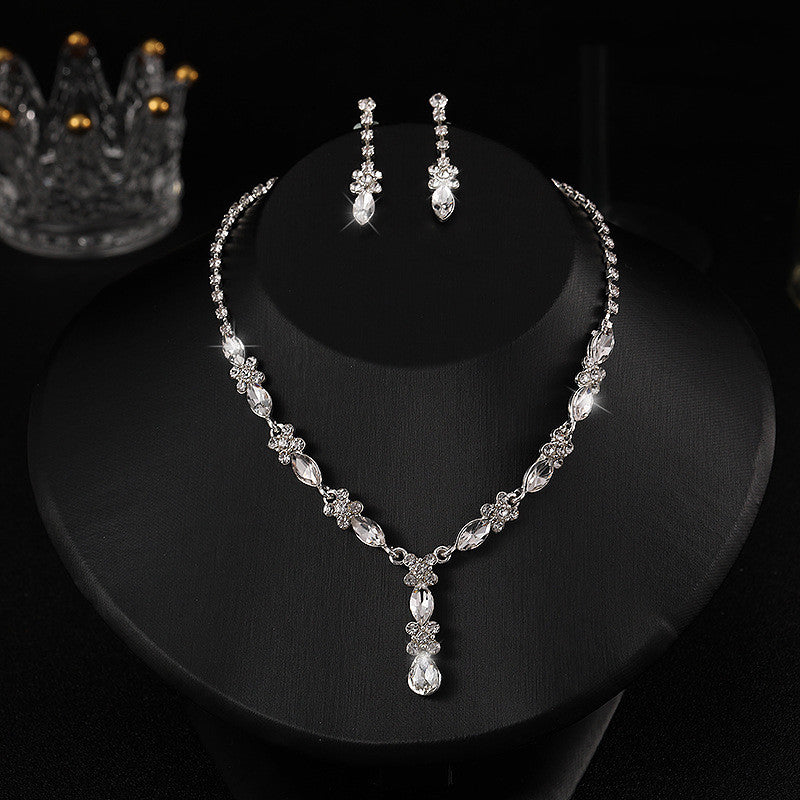 Zircon Necklace And Earrings Set For Women
