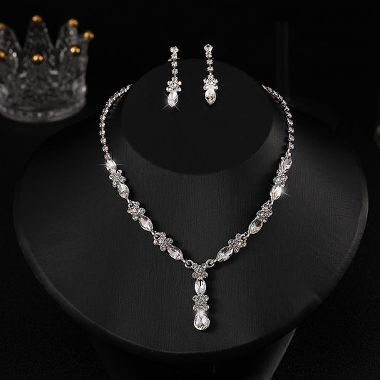Zircon Necklace And Earrings Set For Women
