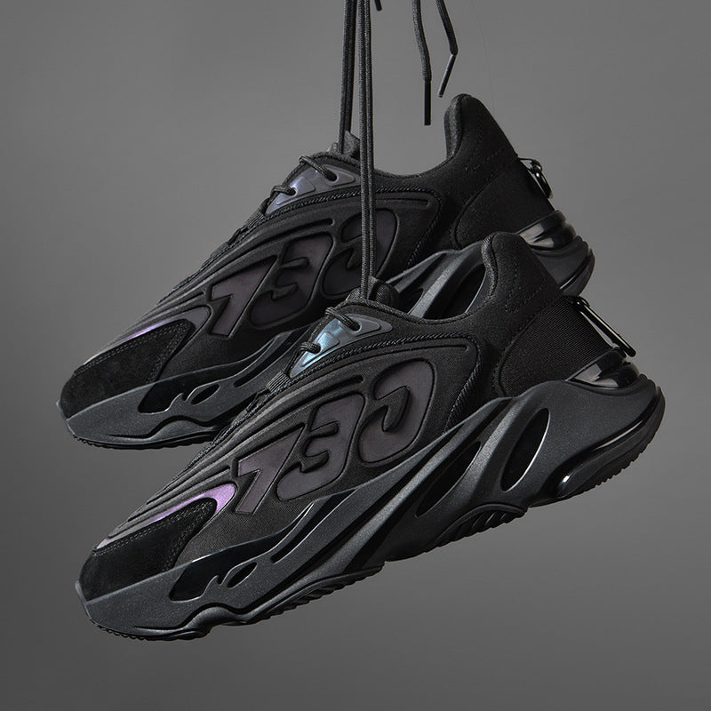 Leather Popcorn Casual Sports Black Samurai Reflective Shoes